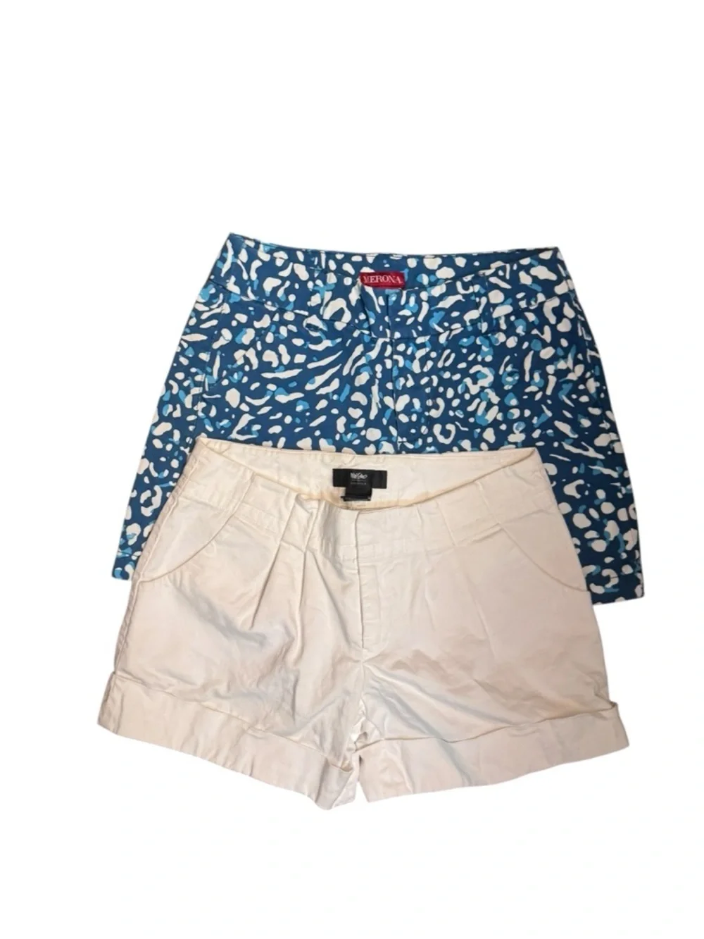 BUNDLE 2 TARGET MOSSIMO Shorts Womens SZ 4 White Cuffed MERONA Blue SZ 2 EUC
